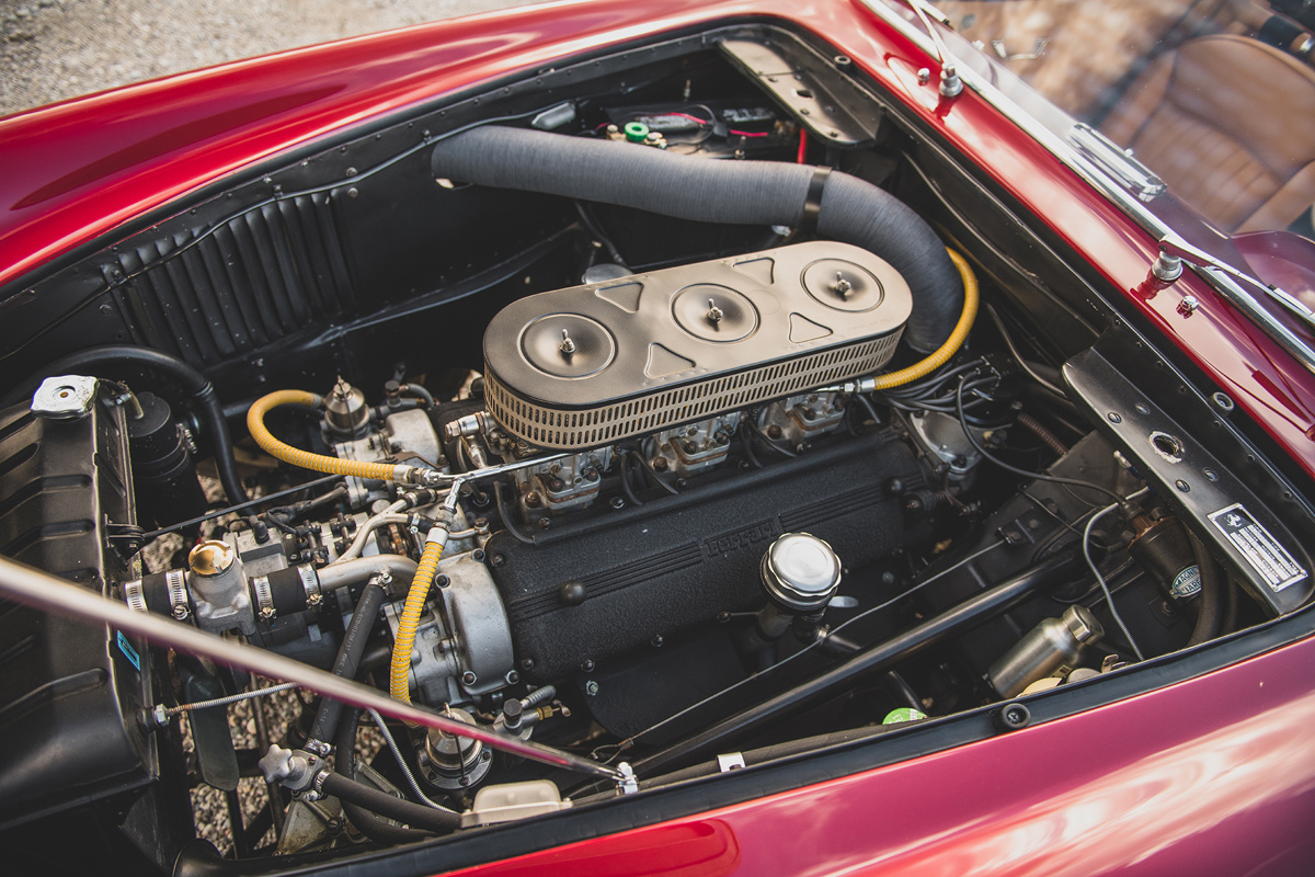 Engine of 1956 Ferrari 250 GT Alloy Coupe by Boano offered at RM Sotheby's Arizona Scottsdale 2021